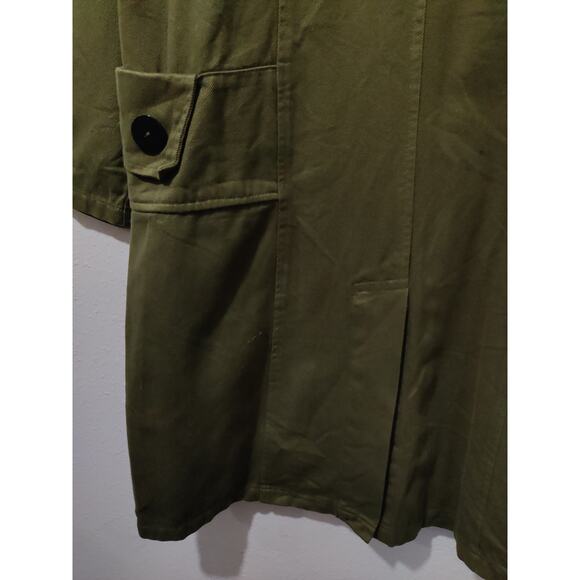 CMC By Color Me Cotton Green Trench Single Breasted Utility Cargo Jacket Size S - Picture 9 of 11